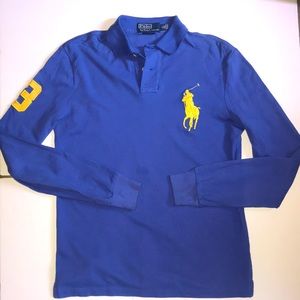 Men’s light blue Polo long sleeve collared shirt